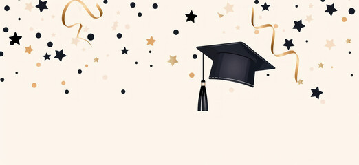 festive graduation theme with stars and mortarboard in elegant design