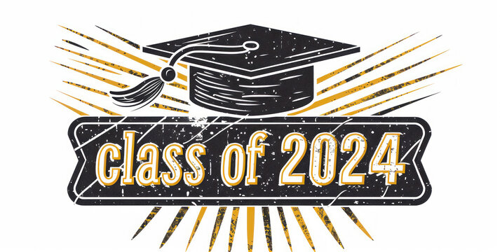 elegant black and gold graduation banner for the class of 2024