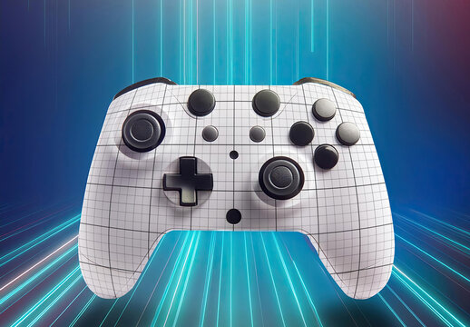 Gamepad with colorful tech digital background Mockup Generative Ai