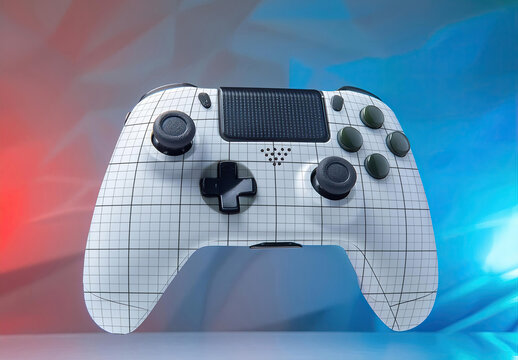 Gamepad with colorful tech digital background Mockup 03 Generative Ai