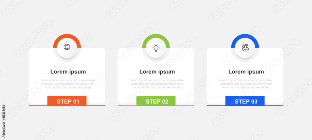 Poster Modern template infographic vector element with 3 step or option can be used for workflow, business information, and web graphic design 