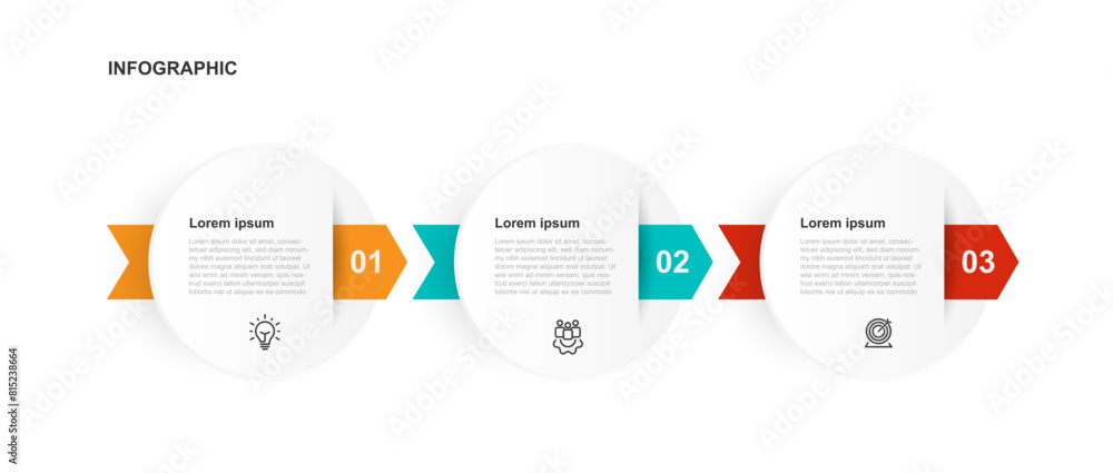 Poster business template infographic vector with 3 step circle concept suitable for workflow, business info