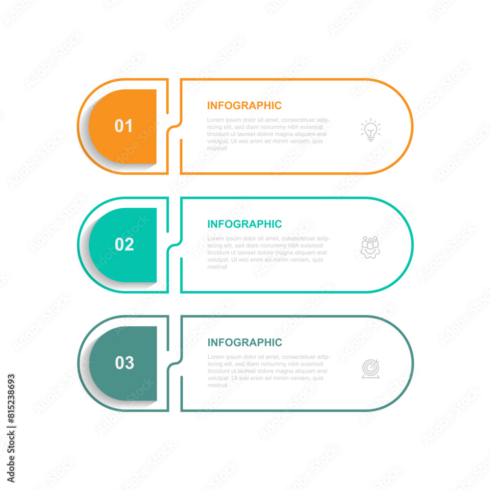 Aufkleber modern infographic template with 3 step or option