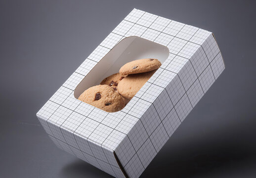 Elegant cookies box floating mockup dark elegant background Generative Ai