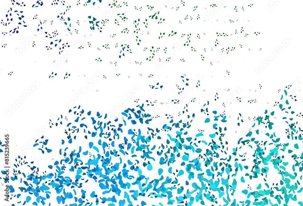 Poster light blue, green vector texture with random forms.