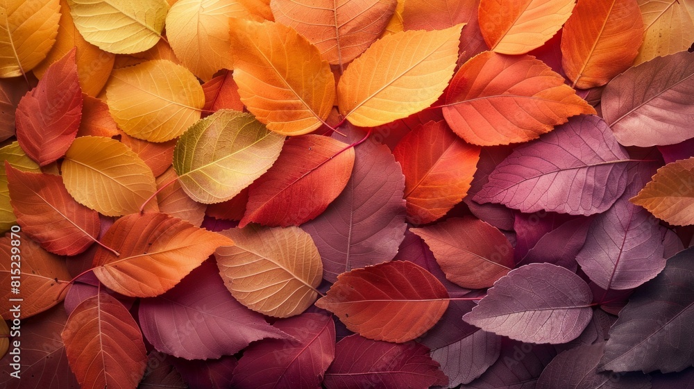 Poster autumn spectrum: a stunning array of colorful fall leaves in close-up view.