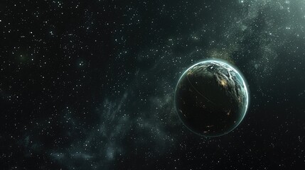 Obraz premium When viewed from outer space planet Earth lights up with the twinkling of stars showcasing its place among the celestial elements of the vast solar system and universe