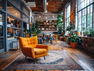 Team brainstorming ideas in office meeting space