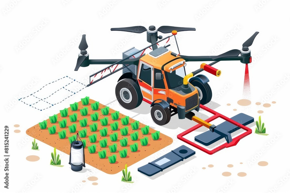 Poster drones enhance agricultural operations in arid environments with aerial views and digital precision 