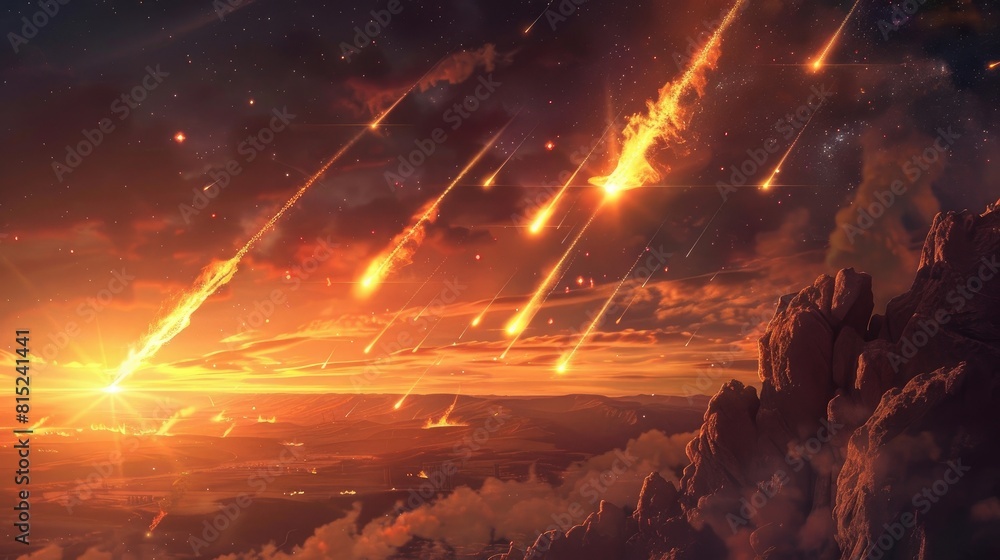 Poster during the day witness a mesmerizing display of several meteorites from asteroids streaking across t