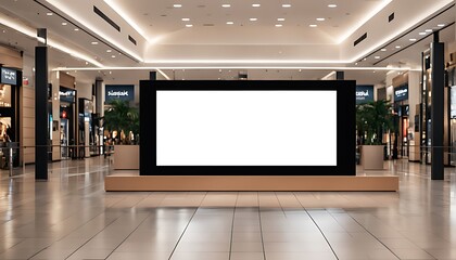  Blank advertising mockup for advertisement at the shopping mall or A mockup poster stands within a shopping Centre mall