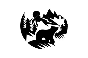 vector bear adventure mountain outdoor vintage logo symbol illustration design, silhouettes bundle collection of various  wildlife tattoo