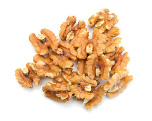 Stack Walnuts on white background