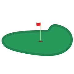 Green Golf Field and black Hole with red flag vector design 