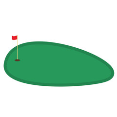 Green Golf Field and black Hole with red flag vector design 