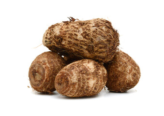 Closeup of taro on white background