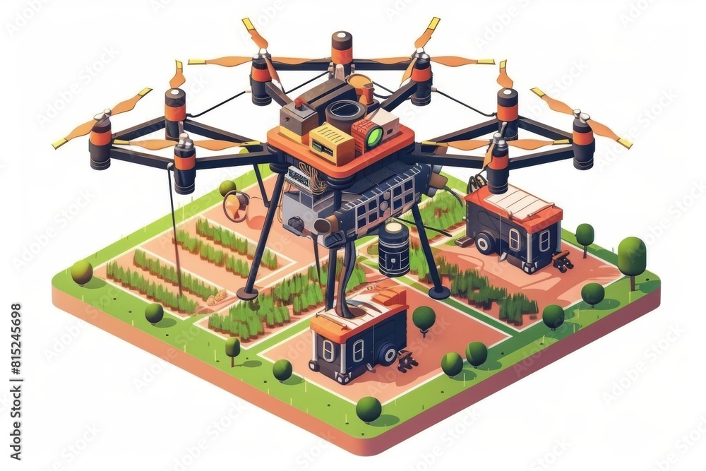 Poster modern farming techniques using drones focus on precision and effective cultivation of carrots and f