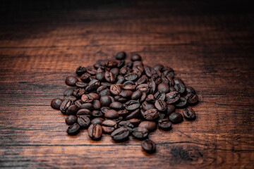 coffee beans on wooden background