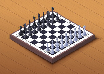 Chess pieces at board vector