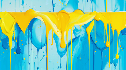 Background illustration with abstract paint drip in blue and yellow