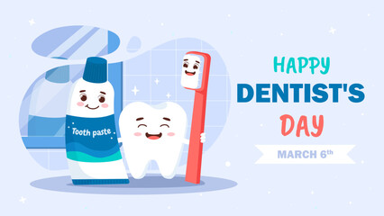 Happy dentists day vector poster