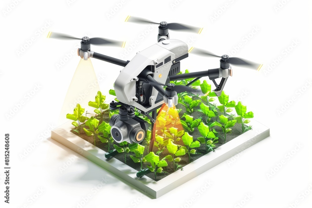 Poster advanced precision and control through drone technology redefine modern farming in carrot and flower