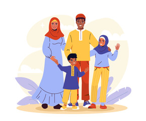 Family of muslim nationality vector