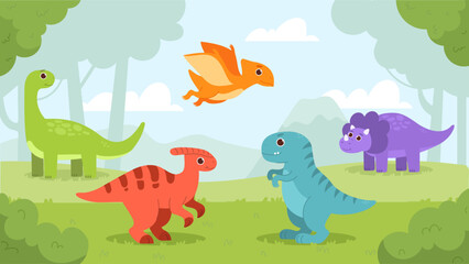 Dinosaurs world vector concept