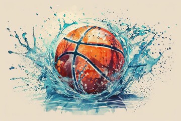 Basketball in watercolor.