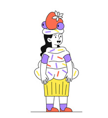 Girl in ice cream costume vector simple