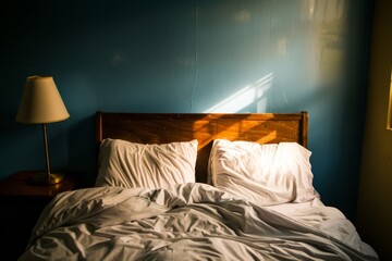 Lonely nights: The emptiness of a betrayed partner's bed. Empty bedroom. traces of cheating
