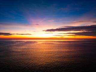 Aerial view sunset sky, Beautiful Light Sunset or sunrise over sea,Colorful dramatic majestic...