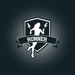 Runner frame art logo vector graphic illustration, sticker badge