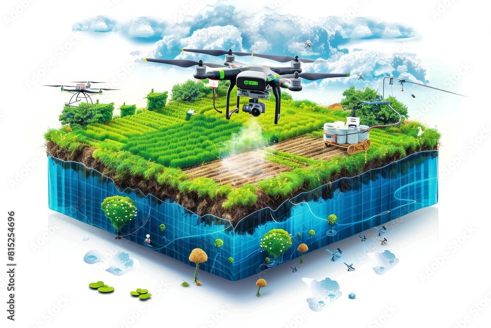 Poster efficient farming operations at automated farms utilize smart tech for crop sampling and harvesting,
