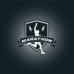 Runner frame art logo vector graphic illustration, sticker badge