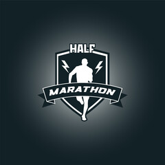 Runner frame art logo vector graphic illustration, sticker badge