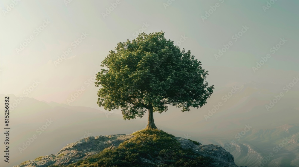 Poster for world environment day showcase a standalone tree set against a muted backdrop perfect for enhanc