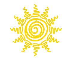 Yellow Doodle Sun Hand drawn Vector 