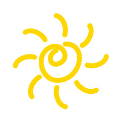 Yellow Doodle Sun Hand drawn Vector 