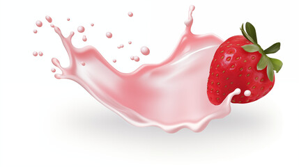Strawberry with Pink Yogurt Splash