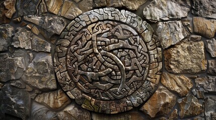 A stone carving of a Celtic knotwork design