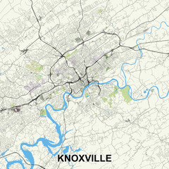 Knoxville, Tennessee, USA map poster art