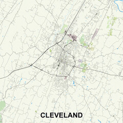 Naklejka premium Cleveland, Tennessee, USA map poster art
