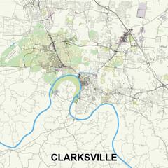 Clarksville, Tennessee, USA map poster art