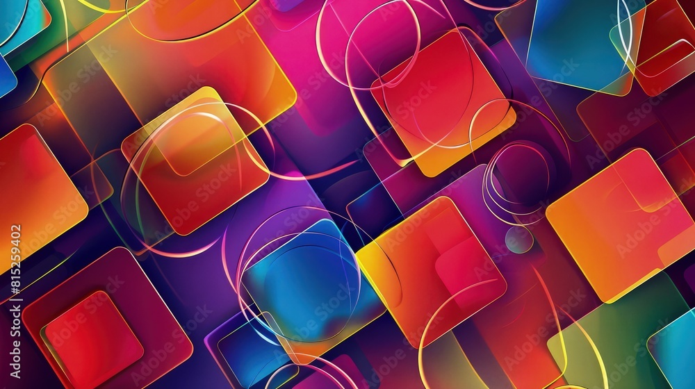 Poster an intricate geometric background with small, colorful cubes forming a complex tessellation that app