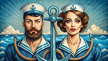 a picture of a sailor and a woman with a sailor on the side.