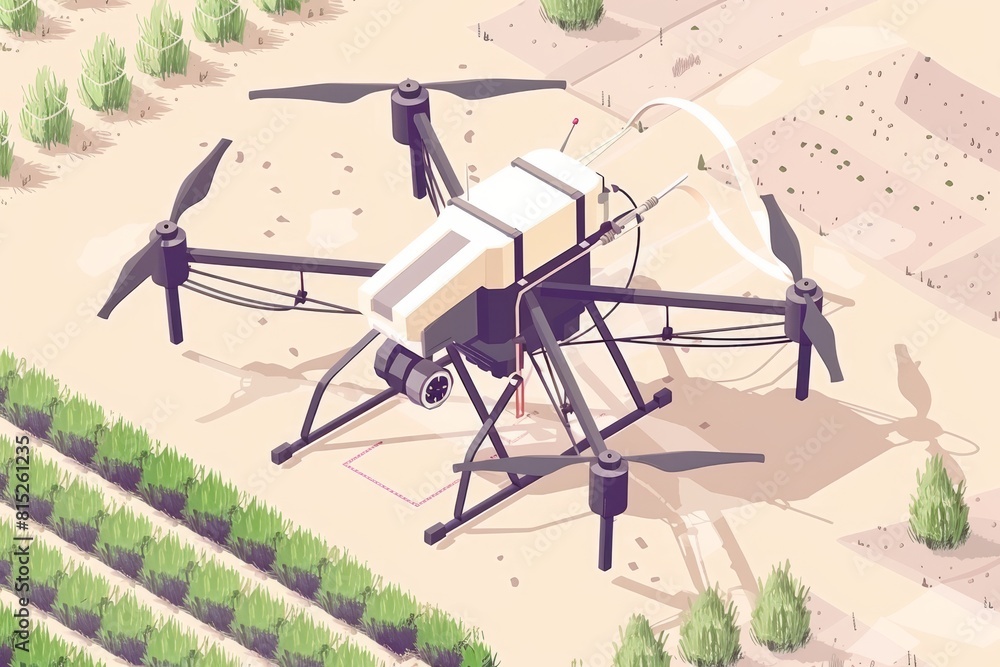 Poster automated farming integrates smart drone technology for field management, using tech advancements to