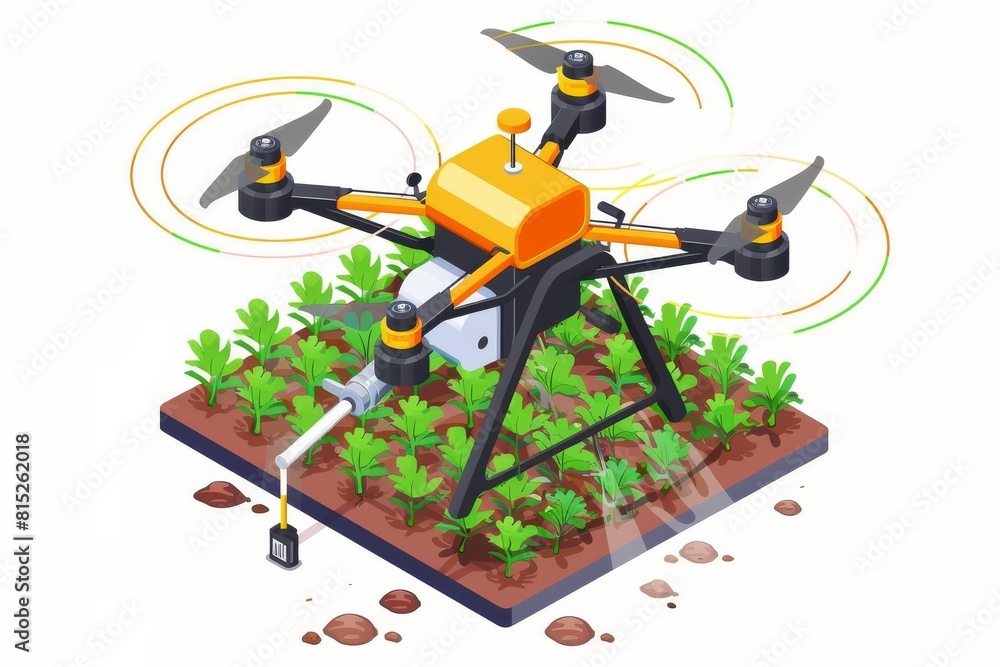 Poster structured farming operations utilize smart farming sensors and drone technology, advancing agricult