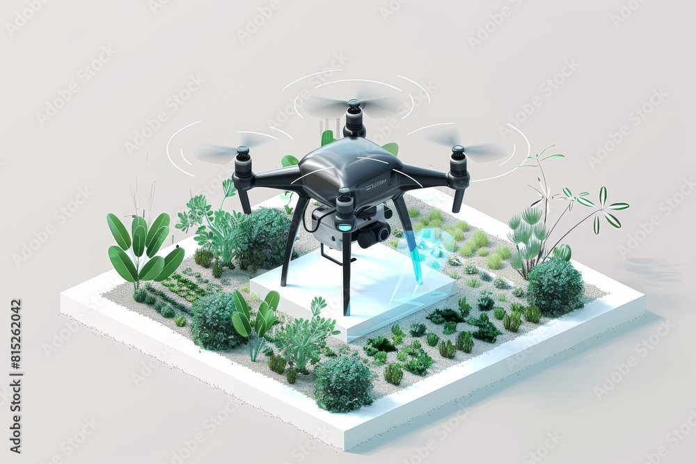 Poster advanced farming practices in agriculture use drones for coworker support, focusing on enhanced farm