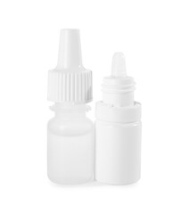 Bottles of medical drops isolated on white